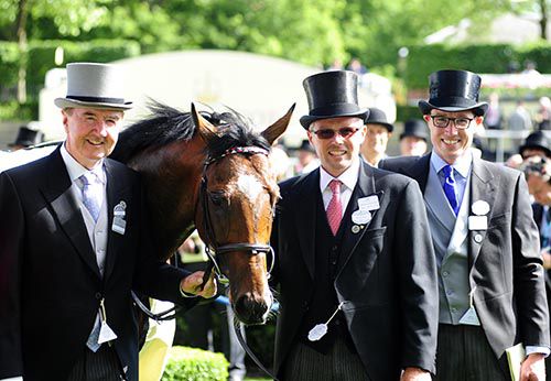 Free Eagle pictured with trainer Dermot Weld and his sons Mark and Kris