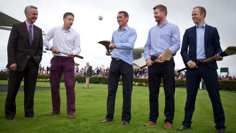 Jim Bolger (left) and Davy Russell (centre) at a previous Hurling for Cancer Research launch