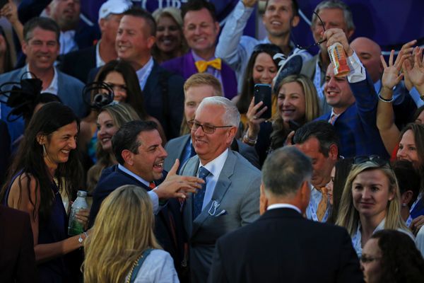 Todd Pletcher (glasses) with owner Mike Repole