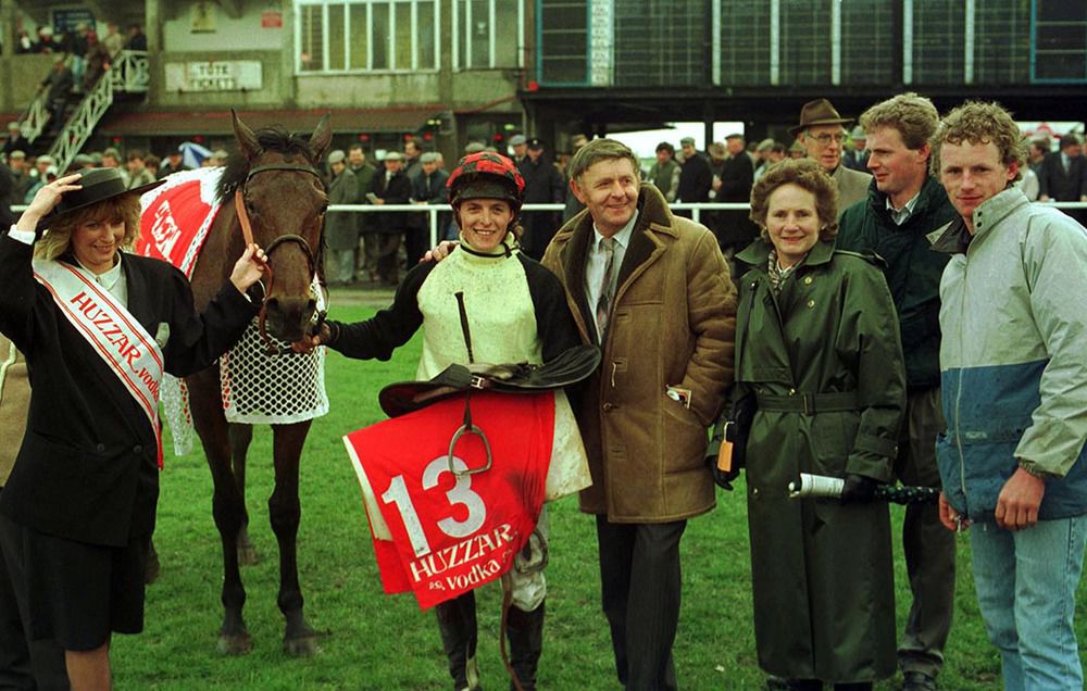 Willie Fennin pictured with members of his family & jockey Pat McWilliams after Athy Spirit won at Fairyhouse 1990