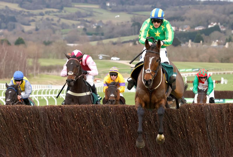 Torn And Frayed and Sam Twisted Davies winning a Handicap Chase at Cheltenham