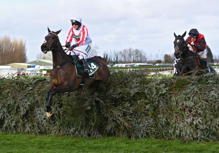 Latenightpass (Gina Andrews) winning over the National fences