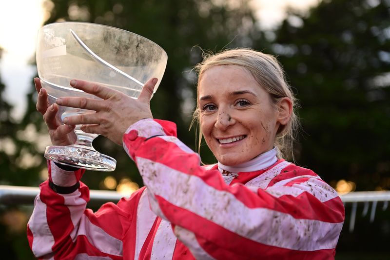 Sarah pictured after winning on Courting Vickie at Clonmel last November