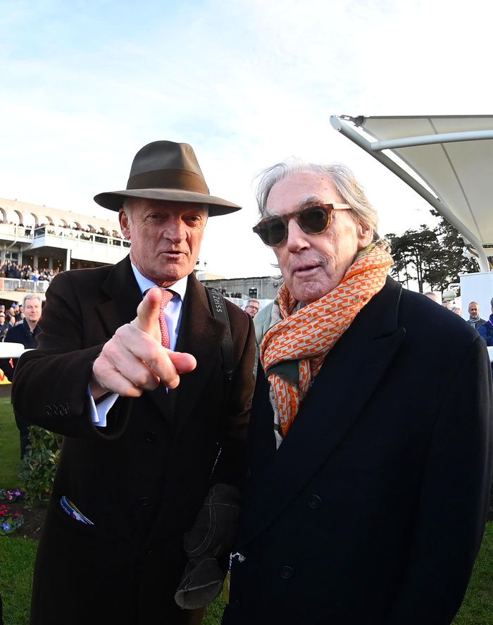 Leopardstown 5 February 2023 State Man winning owner Joe Donnelly pictured with Willie Mullins after they won The Irish Champion Hurdle Healy Racing