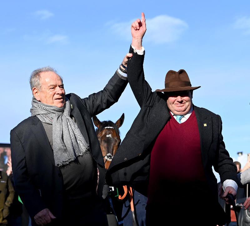 Nicky Henderson (right) with Constitution Hill's owner Michael Buckley