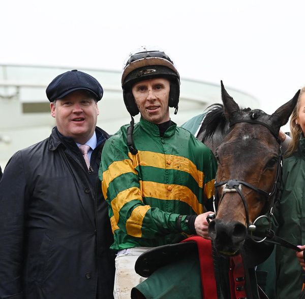 Sire Du Berlais pictured with Gordon Elliott and Mark Walsh after winning last year