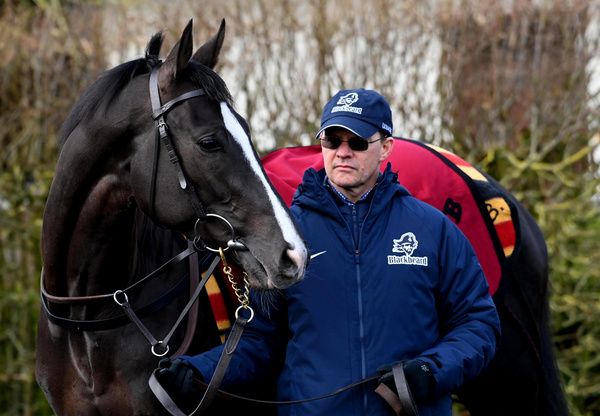 Ballydoyle Stables 27 3 23 Trainer Aidan O Brien pictured with his top 3 year old Auguste Rodin ahead of the new season Healy Racing 