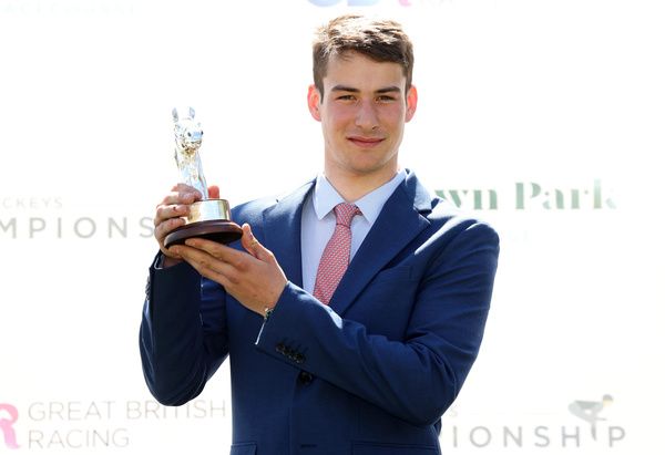 Luca Morgan with his champion conditional jockey trophy