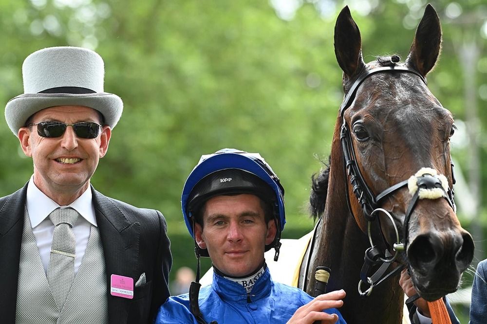 Gavin Cromwell and Gary Carroll pictured with Chesham Stakes winner Snellen