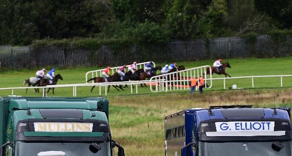 Mullins and Elliott horse boxes parked side-by-side at Sligo