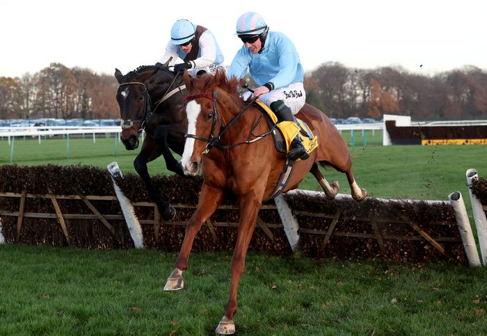 Slate Lane and Donagh Meyler winning at Haydock on Saturday