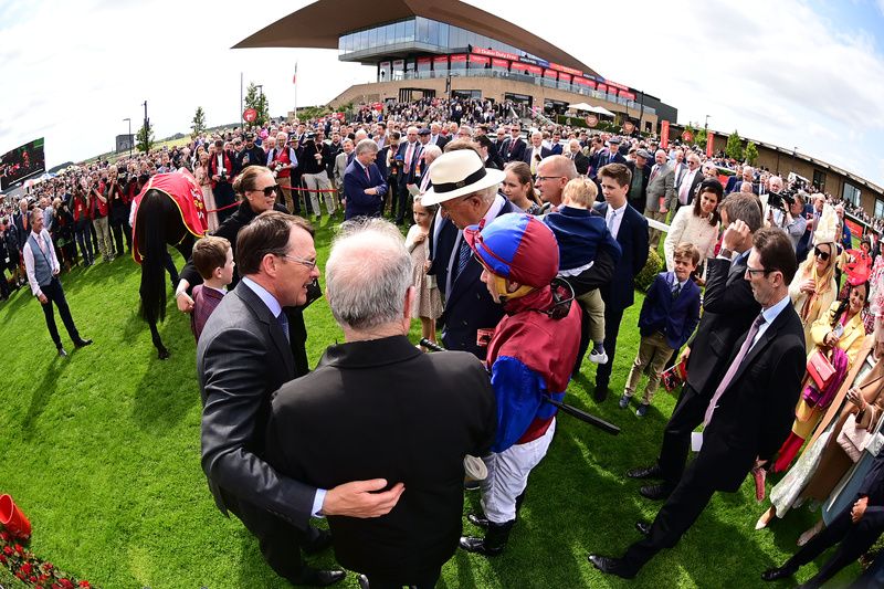 Curragh 30 June 2024 Dubai Duty Free Irish Derby Los Angeles gave trainer Aidan O Brien his 16th Irish Derby success