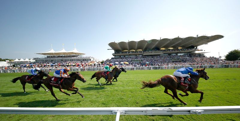 Notable Speech (near side) winning the Qatar Sussex Stakes for William Buick