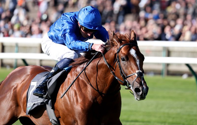 Shadow Of Light and William Buick blue winning The Juddmonte Middle Park Stakes Newmarket