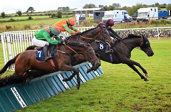 Lispopple and Brian Hayes (far side) win from Bowgate Street (nearest) and Doonbeg Don (centre)