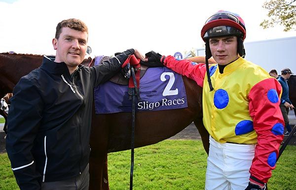 Cian Collins and jockey Danny Gilligan with Jazzy Matty 