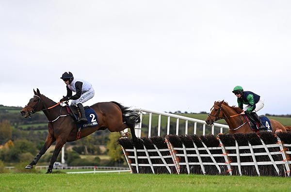 Aspire Tower and Darragh O'Keeffe pictured on their way to victory, with Pied Piper in behind