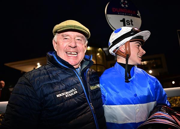 Delighted trainer Michael Browne with Wayne Hassett