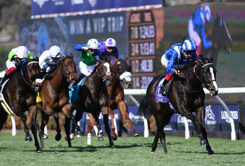 Raqiya and Frankie Dettori winning at Del Mar