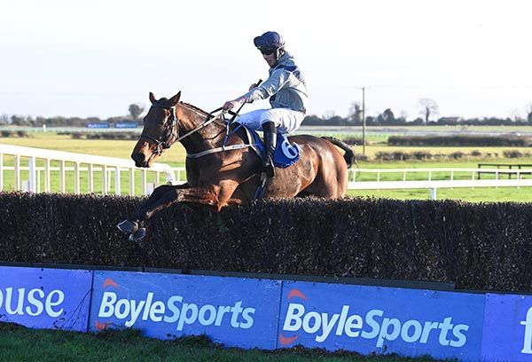 Lisleigh Lad and Eoin O'Brien negotiate the final fence