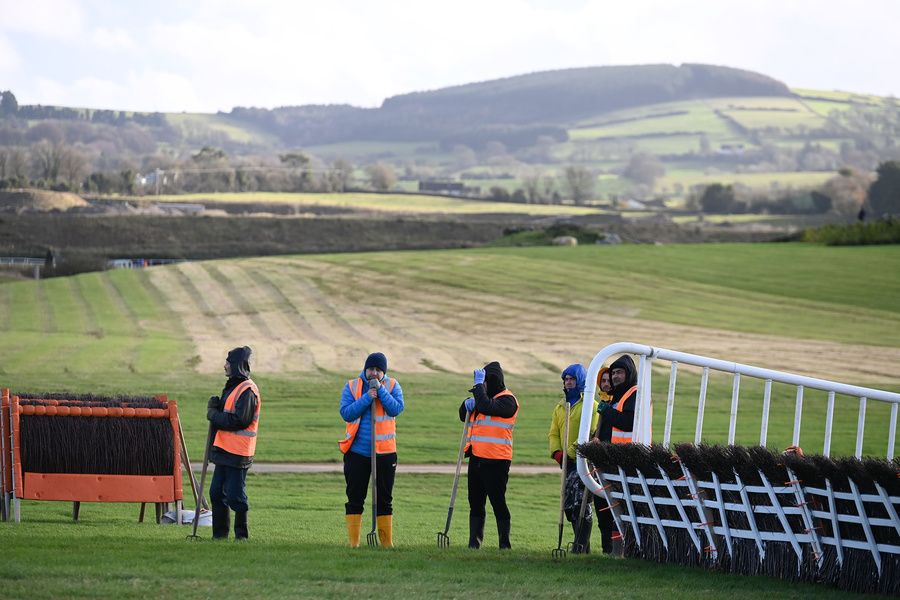 Punchestown 23-November-2024 The John Durkan Memorial Punchestown Chase (Grade 1)Groundsmen on the track.Healy Racing