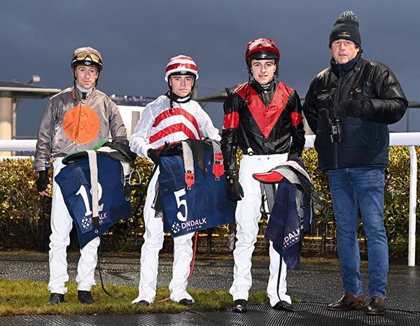 Ado McGuinness pictured with his 3 riders after a 1-2-3 in the claimer