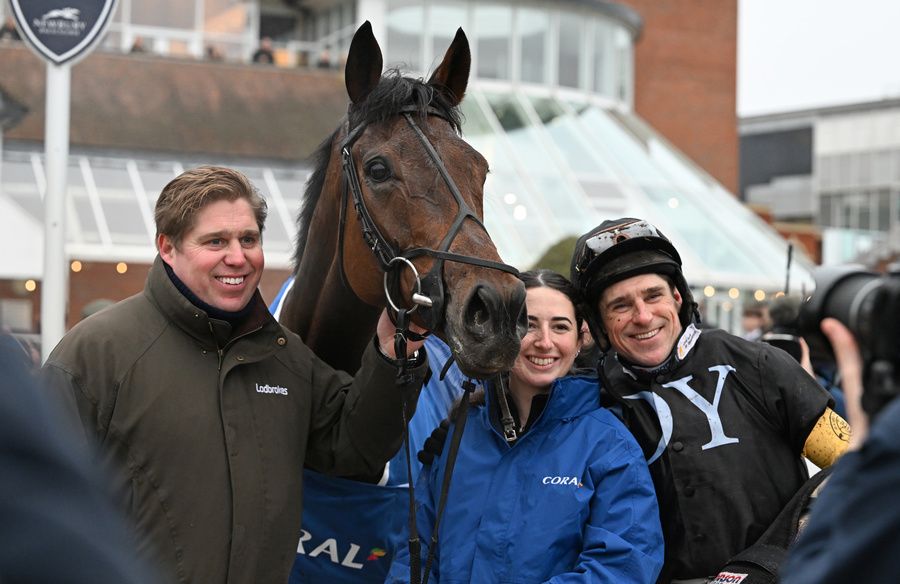 The New Lion after winning the Coral Challow Novices Hurdle at Newbury