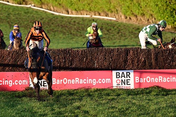 Aodhan May, right, refuses at the last as Maciver gallops home