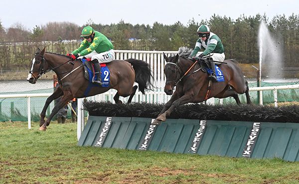  On Your Way and Sean O'Keeffe (nearest) win from The Dancing Tree (far side)