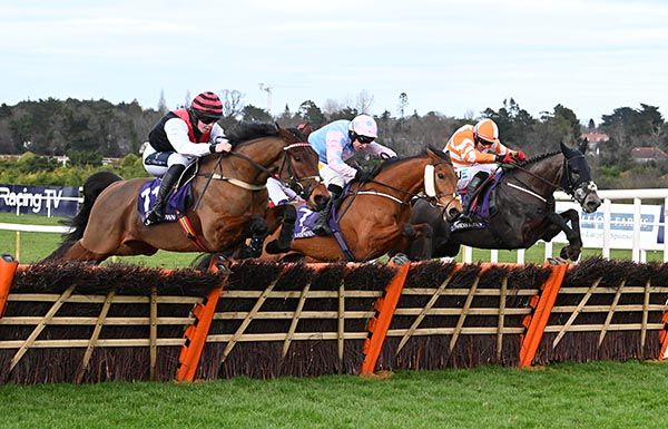 Serienmond and Keith Donoghue (far side) win for trainer Gavin Cromwell 