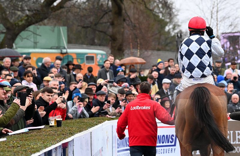Leopardstown 2-2-25 Ballyburn and Paul Townend win the Ladbrokes Novice Steeplechase (Grade 1) for trainer Willie Mullins(Healy Racing)