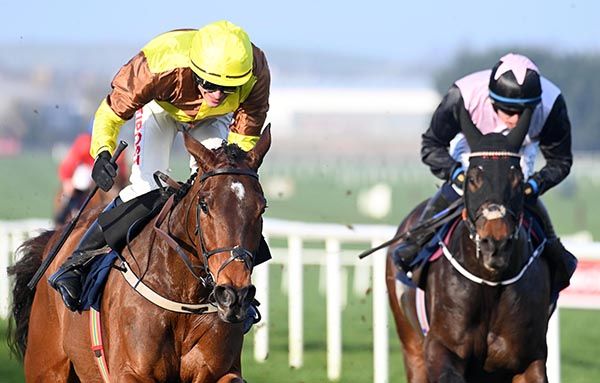 Olympic Man and Danny Mullins (left) lead Foxy Girl 